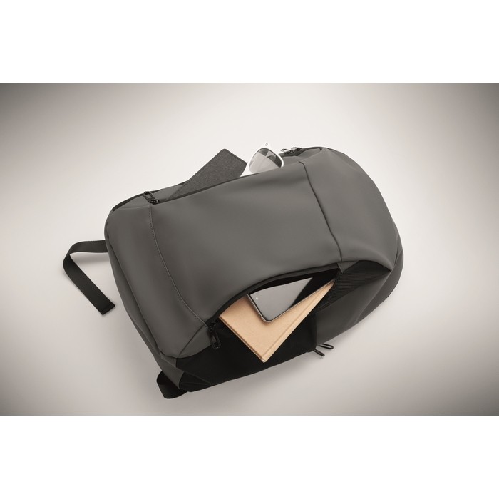 Mochila para portátil con varios bolsillos exteriores 15'' color gris oscuro vista fotografía septima vista