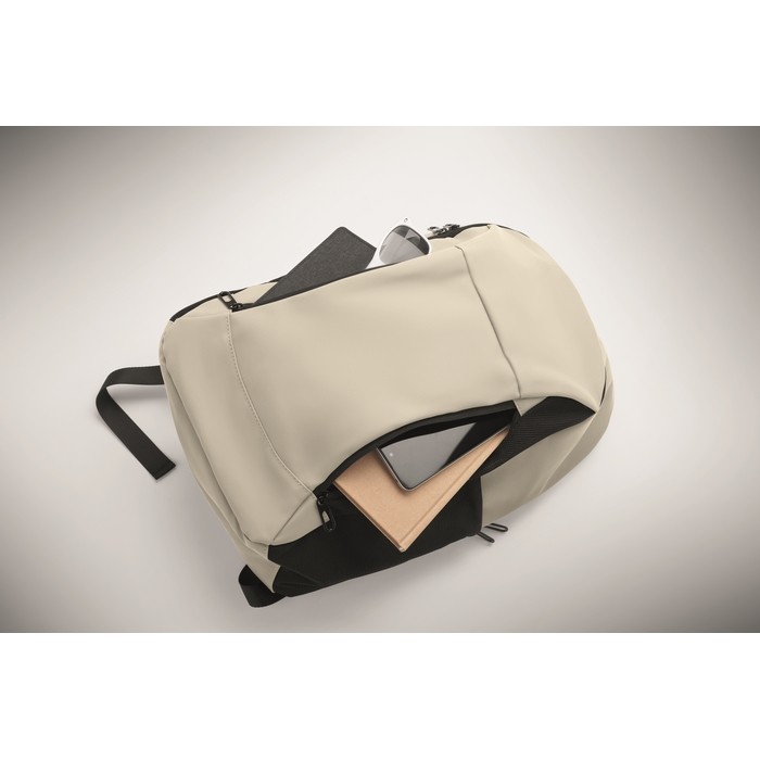 Mochila para portátil con varios bolsillos exteriores 15'' color marfil vista fotografía septima vista