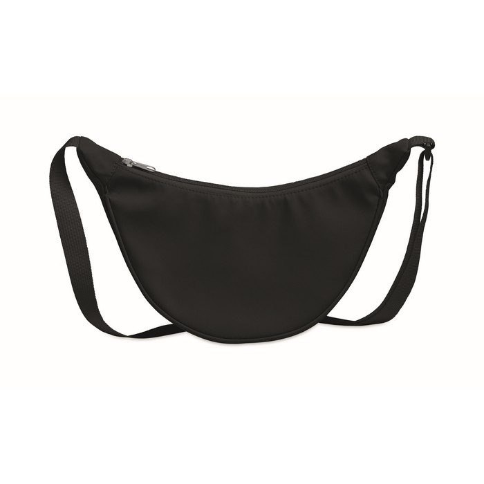 Bolsa bandolera cruzada de RPET con un bolsillo principal color negro segunda vista Bolsa bandolera cruzada de RPET con un bolsillo principal color negro segunda vista