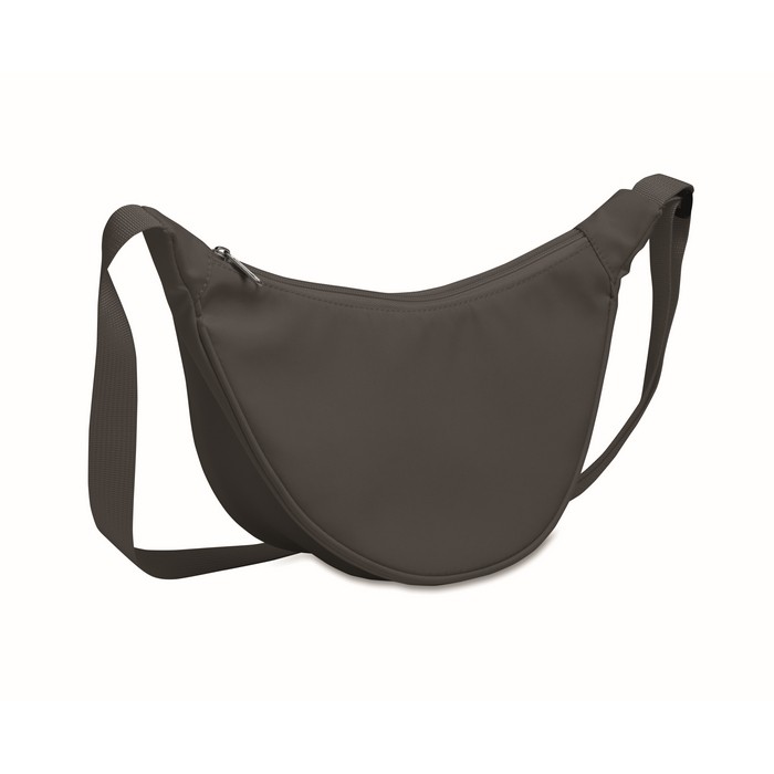 Bolsa bandolera cruzada de RPET con un bolsillo principal color gris oscuro Bolsa bandolera cruzada de RPET con un bolsillo principal color gris oscuro