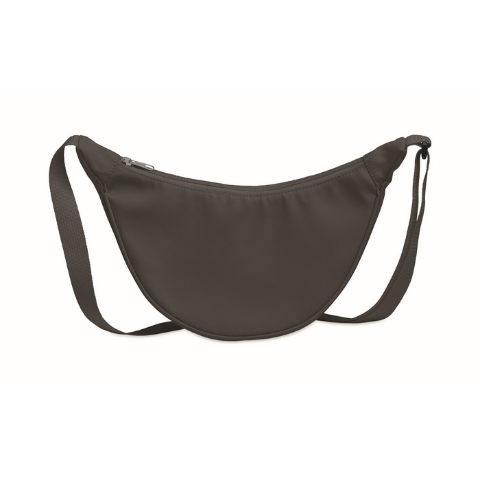 Bolsa bandolera cruzada de RPET con un bolsillo principal color gris oscuro segunda vista Bolsa bandolera cruzada de RPET con un bolsillo principal color gris oscuro segunda vista