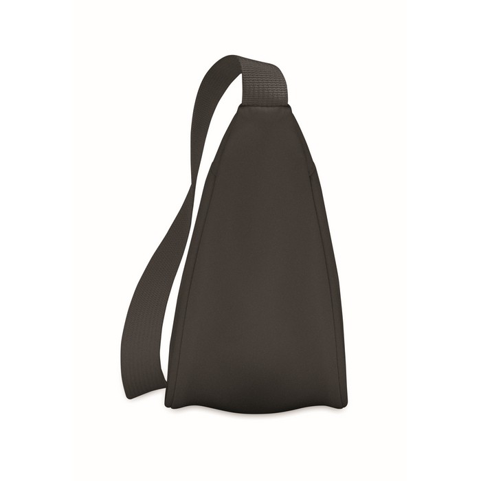 Bolsa bandolera cruzada de RPET con un bolsillo principal color gris oscuro tercera vista Bolsa bandolera cruzada de RPET con un bolsillo principal color gris oscuro tercera vista