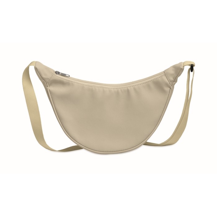 Bolsa bandolera cruzada de RPET con un bolsillo principal color marfil segunda vista Bolsa bandolera cruzada de RPET con un bolsillo principal color marfil segunda vista