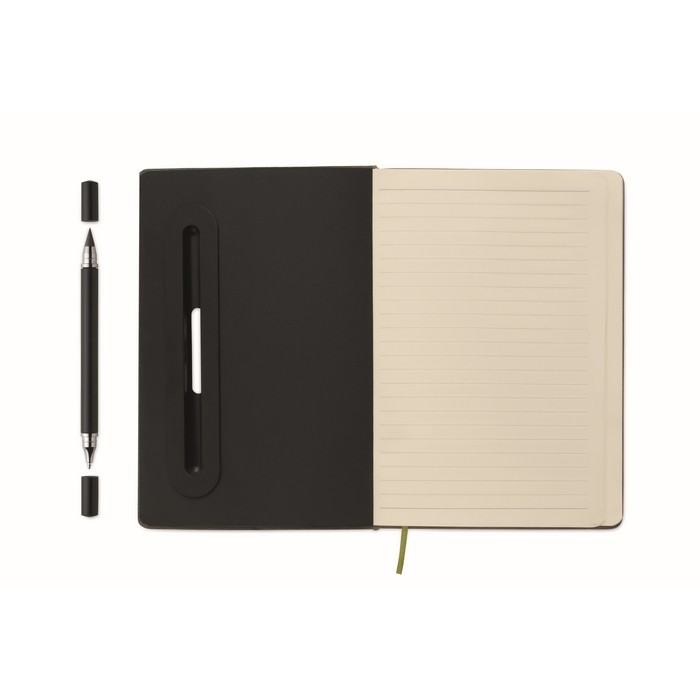 Libreta de tapa dura con función de soporte para móvil A5 papel a rayas color verde oscuro octava vista Libreta de tapa dura con función de soporte para móvil A5 papel a rayas color verde oscuro octava vista