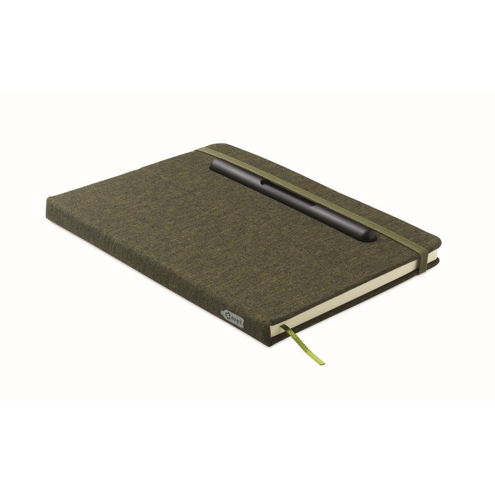 Libreta de tapa dura con función de soporte para móvil A5 papel a rayas color verde oscuro Libreta de tapa dura con función de soporte para móvil A5 papel a rayas color verde oscuro
