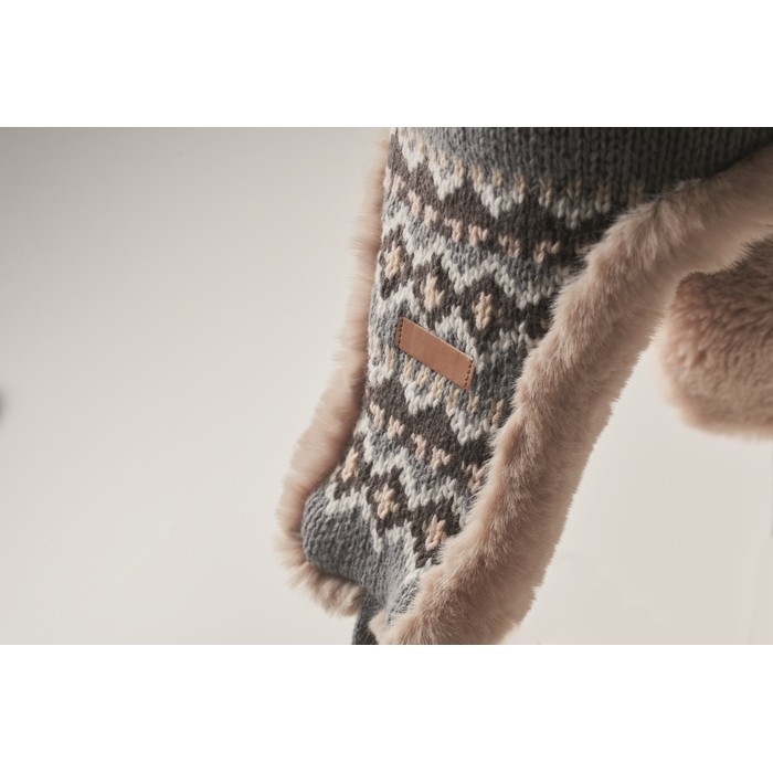 Gorro de forro polar y poliéster con orejeras para adulto color gris sexta vista Gorro de forro polar y poliéster con orejeras para adulto color gris sexta vista