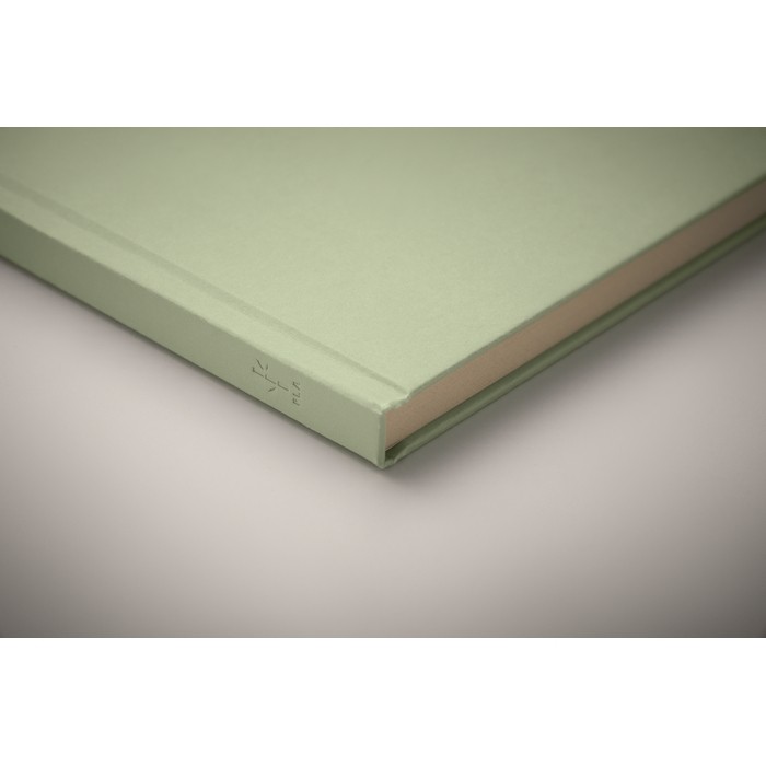 Libreta hecha de caña de azúcar de tapa dura A5 papel a rayas color verde menta vista fotografía tercera vista Libreta hecha de caña de azúcar de tapa dura A5 papel a rayas color verde menta vista fotografía tercera vista