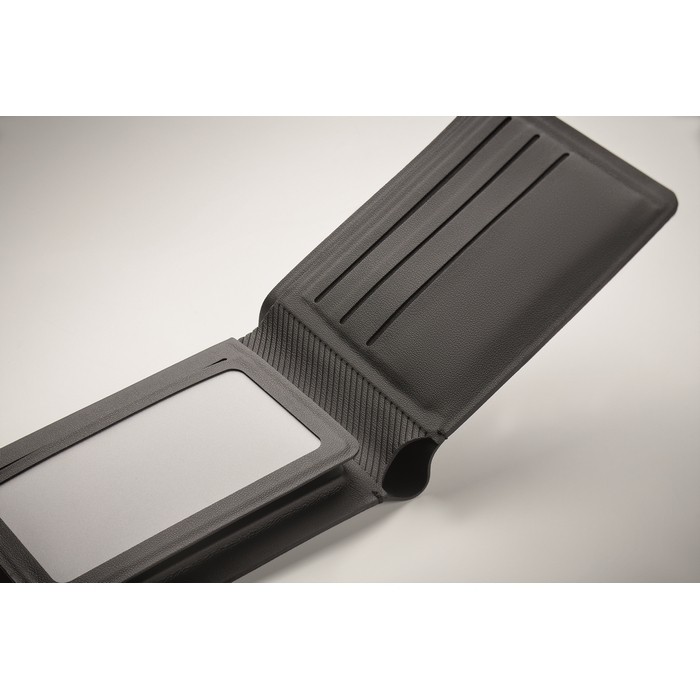 Cartera de PU con localizador inteligente para aparatos Apple® color negro vista fotografía sexta vista Cartera de PU con localizador inteligente para aparatos Apple® color negro vista fotografía sexta vista