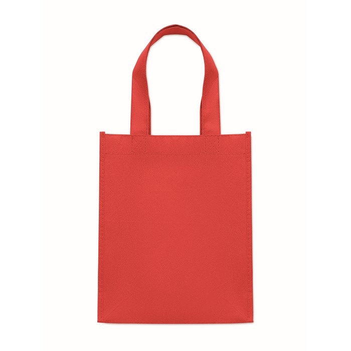 Bolsa pequeña de RPET de varios colores con fuelle inferior 80 g/m2 color rojo segunda vista Bolsa pequeña de RPET de varios colores con fuelle inferior 80 g/m2 color rojo segunda vista