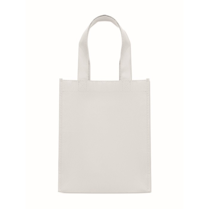 Bolsa pequeña de RPET de varios colores con fuelle inferior 80 g/m2 color blanco segunda vista Bolsa pequeña de RPET de varios colores con fuelle inferior 80 g/m2 color blanco segunda vista