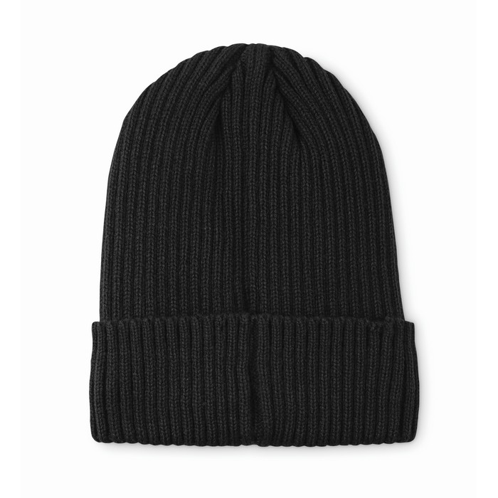 Gorro de punto unisex en varios colores con parche para personalizar color negro segunda vista