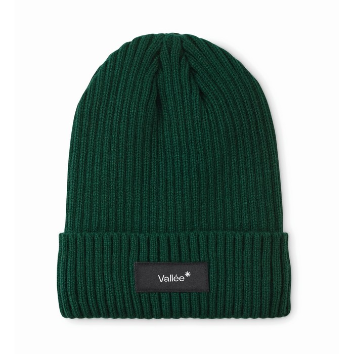 Gorro de punto unisex en varios colores con parche para personalizar color verde oscuro vista principal