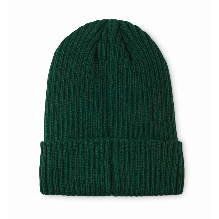 Gorro de punto unisex en varios colores con parche para personalizar color verde oscuro segunda vista