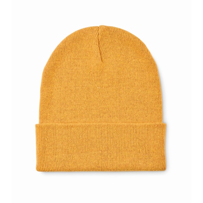 Clásico gorro de poliéster con dobladillo en talla única color amarillo Clásico gorro de poliéster con dobladillo en talla única color amarillo