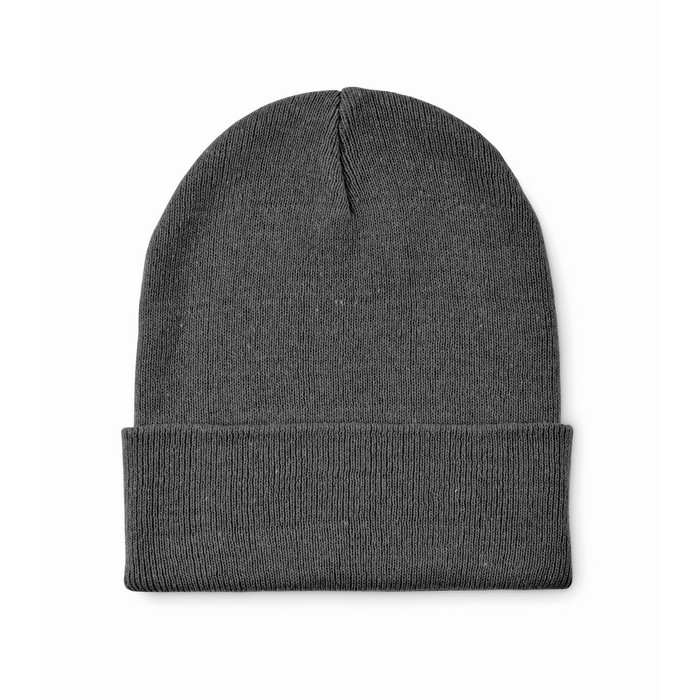 Clásico gorro de poliéster con dobladillo en talla única color gris oscuro Clásico gorro de poliéster con dobladillo en talla única color gris oscuro