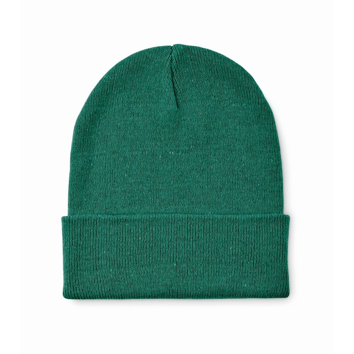 Clásico gorro de poliéster con dobladillo en talla única color verde oscuro Clásico gorro de poliéster con dobladillo en talla única color verde oscuro