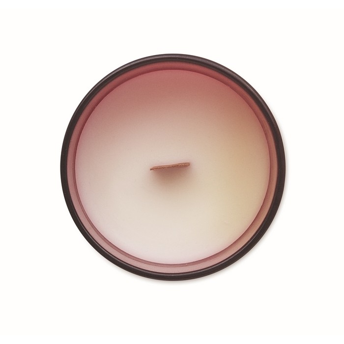 Vela con aroma a vainilla de cera vegetal y mecha de madera color burdeos quinta vista Vela con aroma a vainilla de cera vegetal y mecha de madera color burdeos quinta vista