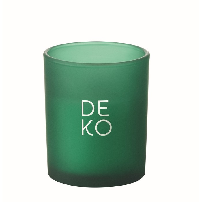 Vela con aroma a vainilla de cera vegetal y mecha de madera color verde vista principal Vela con aroma a vainilla de cera vegetal y mecha de madera color verde vista principal