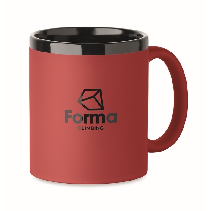 Taza de cerámica con revestimiento de tacto suave de colores 300ml color rojo vista principal Taza de cerámica con revestimiento de tacto suave de colores 300ml color rojo vista principal