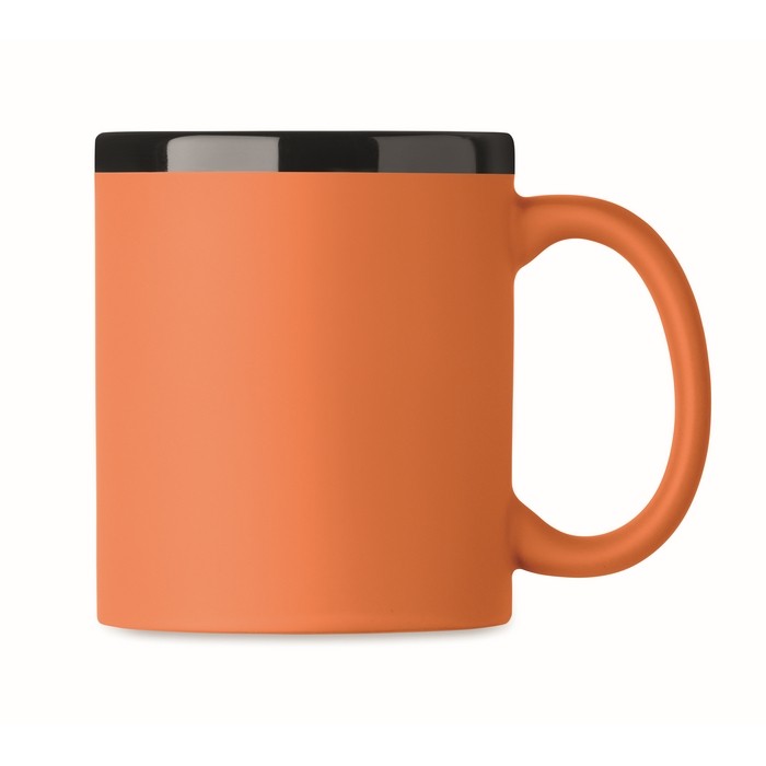 Taza de cerámica con revestimiento de tacto suave de colores 300ml color naranja segunda vista Taza de cerámica con revestimiento de tacto suave de colores 300ml color naranja segunda vista