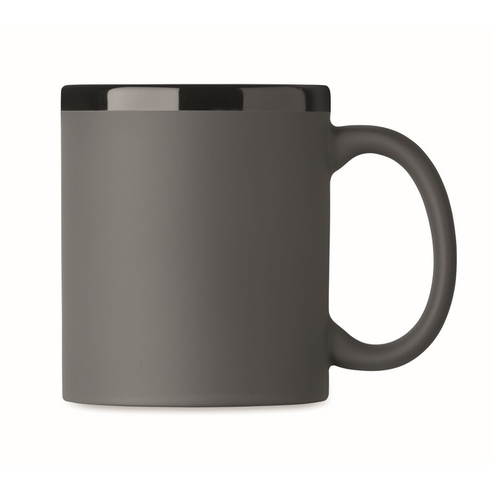 Taza de cerámica con revestimiento de tacto suave de colores 300ml color gris oscuro segunda vista Taza de cerámica con revestimiento de tacto suave de colores 300ml color gris oscuro segunda vista