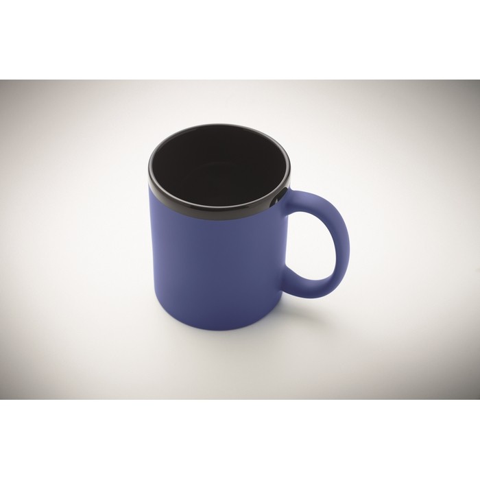 Taza de cerámica con revestimiento de tacto suave de colores 300ml color azul real vista fotografía cuarta vista Taza de cerámica con revestimiento de tacto suave de colores 300ml color azul real vista fotografía cuarta vista