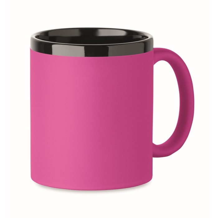 Taza de cerámica con revestimiento de tacto suave de colores 300ml color fucsia Taza de cerámica con revestimiento de tacto suave de colores 300ml color fucsia