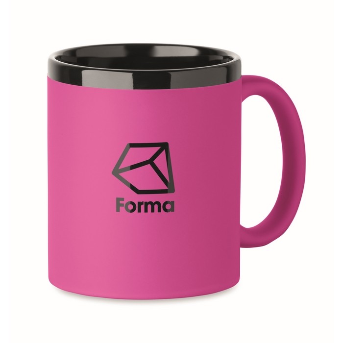 Taza de cerámica con revestimiento de tacto suave de colores 300ml color fucsia vista principal Taza de cerámica con revestimiento de tacto suave de colores 300ml color fucsia vista principal