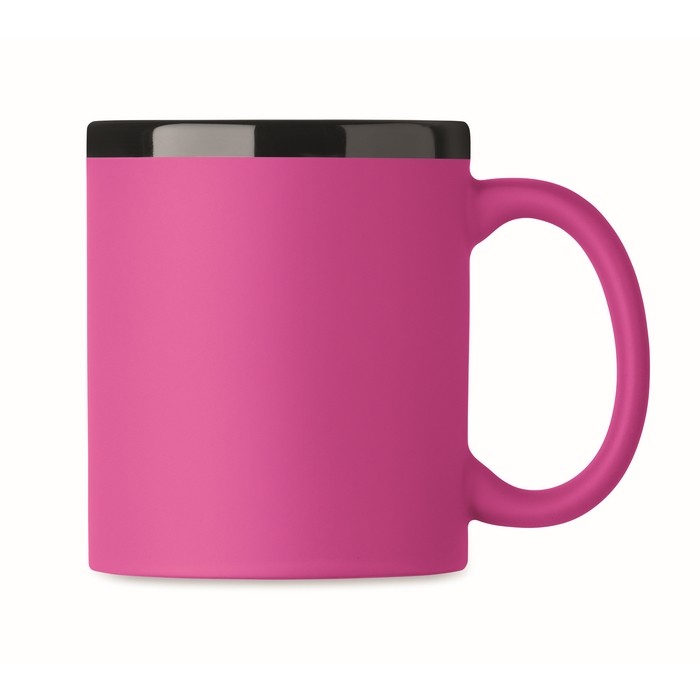 Taza de cerámica con revestimiento de tacto suave de colores 300ml color fucsia segunda vista Taza de cerámica con revestimiento de tacto suave de colores 300ml color fucsia segunda vista