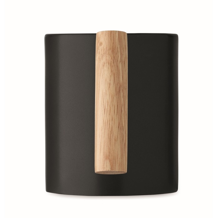 Taza de cerámica con original asa recta de madera 320ml color negro sexta vista Taza de cerámica con original asa recta de madera 320ml color negro sexta vista