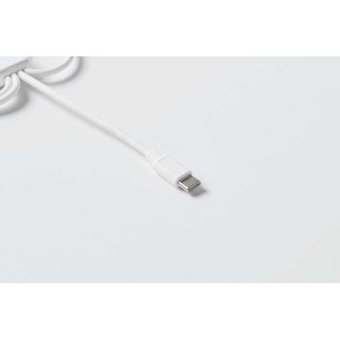 Llavero con distintos cables de carga con distintas salidas color blanco vista fotografía Llavero con distintos cables de carga con distintas salidas color blanco vista fotografía