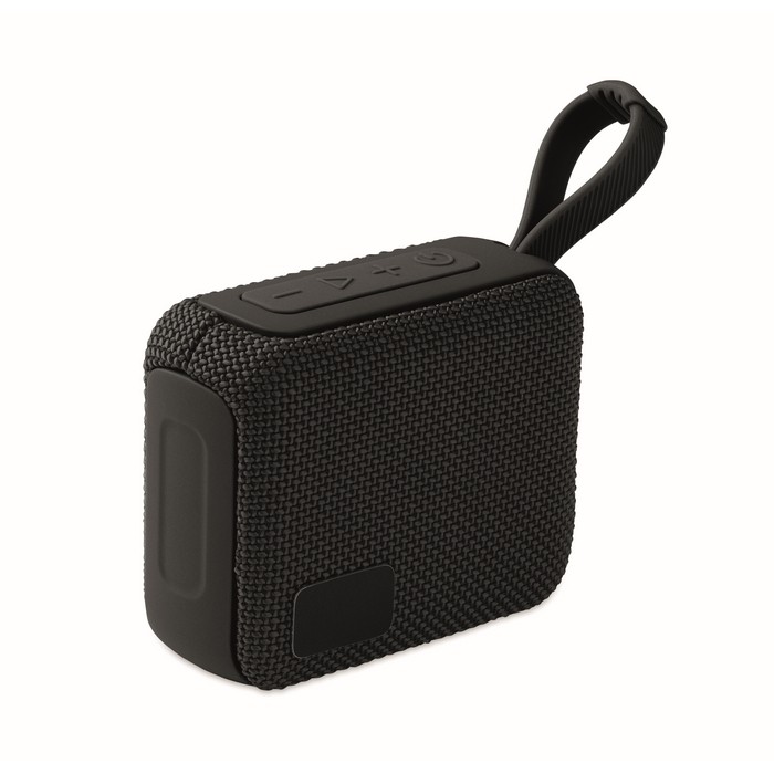 Pequeño altavoz inalámbrico con asa a juego para transporte color negro Pequeño altavoz inalámbrico con asa a juego para transporte color negro