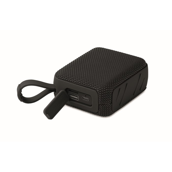 Pequeño altavoz inalámbrico con asa a juego para transporte color negro septima vista Pequeño altavoz inalámbrico con asa a juego para transporte color negro septima vista