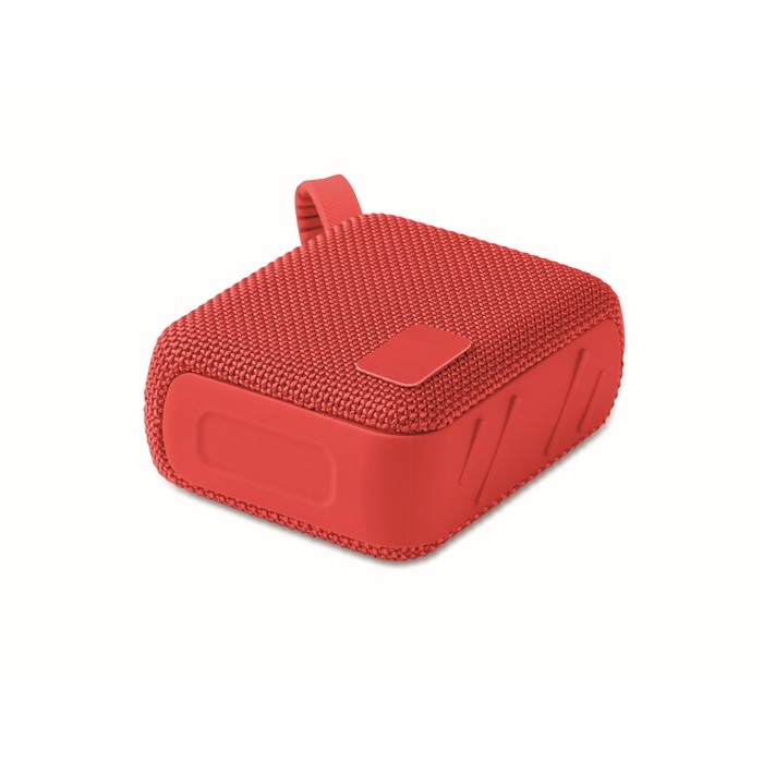 Pequeño altavoz inalámbrico con asa a juego para transporte color rojo segunda vista Pequeño altavoz inalámbrico con asa a juego para transporte color rojo segunda vista