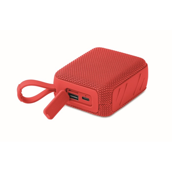 Pequeño altavoz inalámbrico con asa a juego para transporte color rojo septima vista Pequeño altavoz inalámbrico con asa a juego para transporte color rojo septima vista