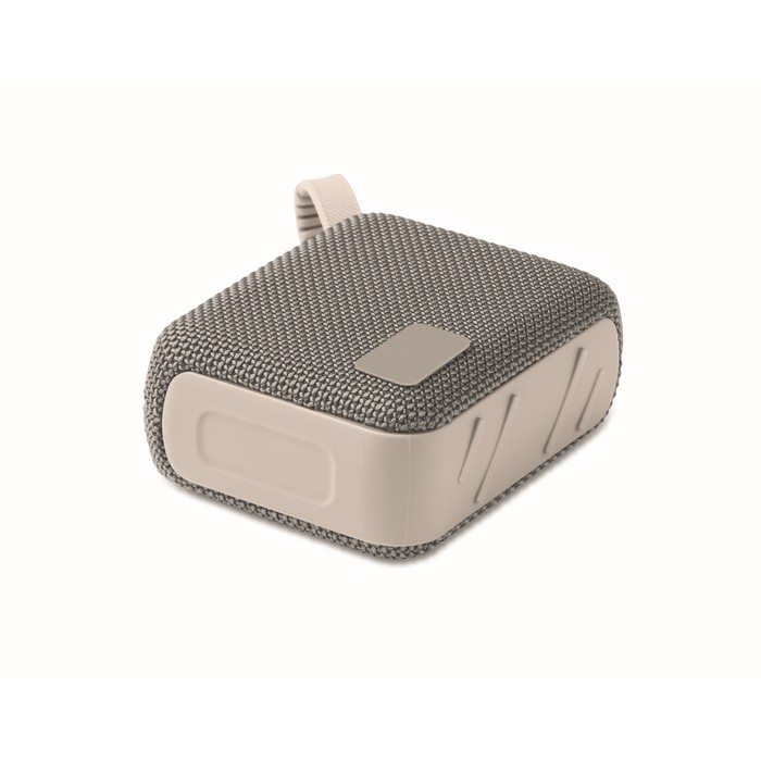 Pequeño altavoz inalámbrico con asa a juego para transporte color gris segunda vista Pequeño altavoz inalámbrico con asa a juego para transporte color gris segunda vista