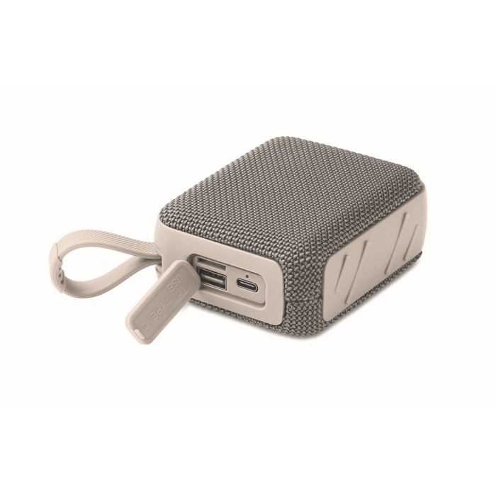 Pequeño altavoz inalámbrico con asa a juego para transporte color gris septima vista Pequeño altavoz inalámbrico con asa a juego para transporte color gris septima vista