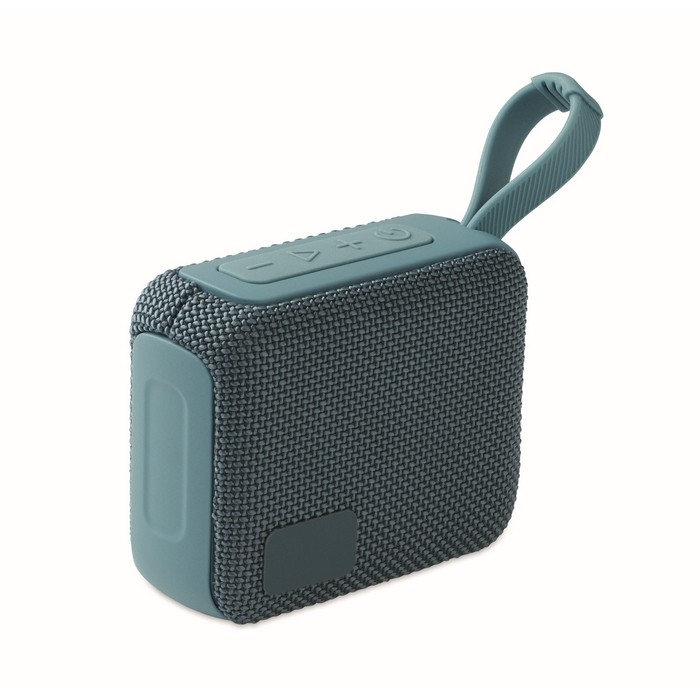 Pequeño altavoz inalámbrico con asa a juego para transporte color negro mate Pequeño altavoz inalámbrico con asa a juego para transporte color negro mate