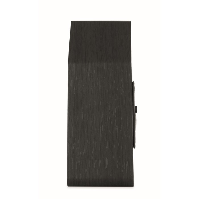 Alarma en forma de casa de pájaro con pantalla LED blanca color negro cuarta vista Alarma en forma de casa de pájaro con pantalla LED blanca color negro cuarta vista