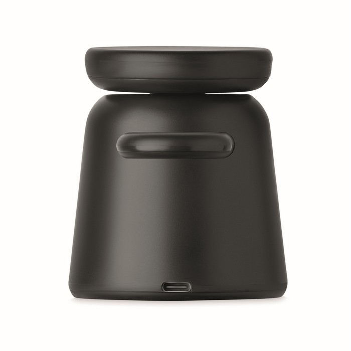 Base de carga para teléfono y reloj Apple® con soporte para móvil color negro septima vista Base de carga para teléfono y reloj Apple® con soporte para móvil color negro septima vista