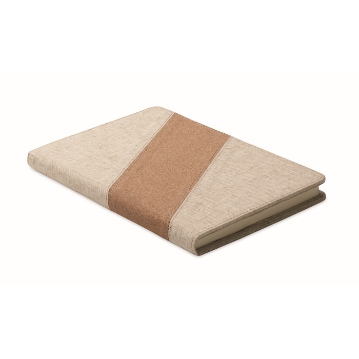 Libreta con detalles de corcho y algodón y cargador inalámbrico A5 color beige novena vista