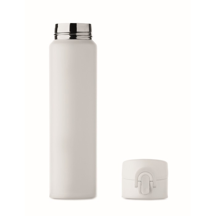 Botella antifugas de acero inoxidable con apertura a presión 300ml color blanco sexta vista Botella antifugas de acero inoxidable con apertura a presión 300ml color blanco sexta vista