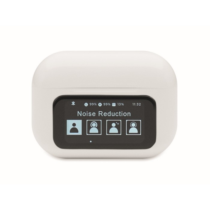 Auriculares inalámbricos con estuche de pantalla táctil color blanco septima vista Auriculares inalámbricos con estuche de pantalla táctil color blanco septima vista