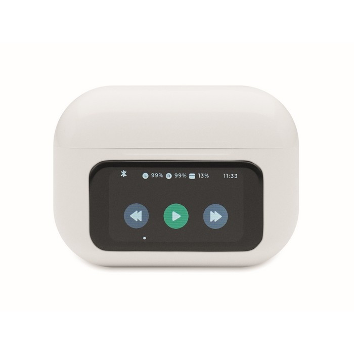 Auriculares inalámbricos con estuche de pantalla táctil color blanco octava vista Auriculares inalámbricos con estuche de pantalla táctil color blanco octava vista