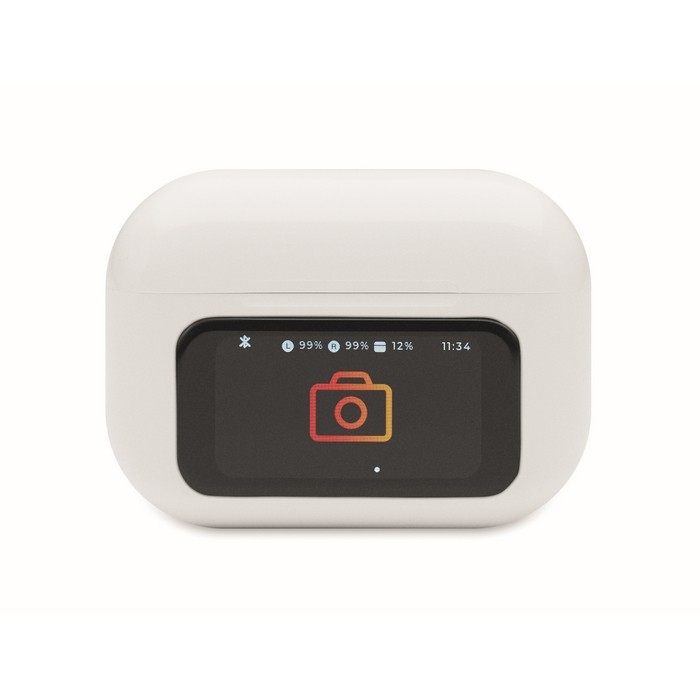 Auriculares inalámbricos con estuche de pantalla táctil color blanco decima vista Auriculares inalámbricos con estuche de pantalla táctil color blanco decima vista