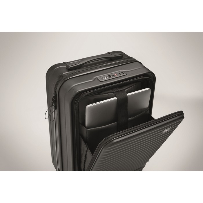 Trolley rígido con compartimientos para documentos y portátil 20'' color negro vista principal Trolley rígido con compartimientos para documentos y portátil 20'' color negro vista principal