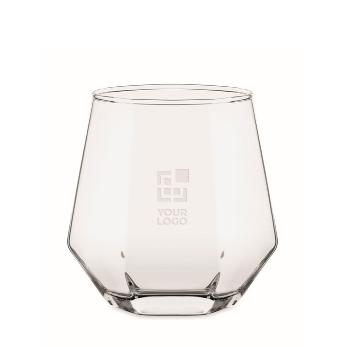 Vaso corto de forma geométrica especial para licores 300ml color transparente vista de impresión Vaso corto de forma geométrica especial para licores 300ml color transparente vista de impresión