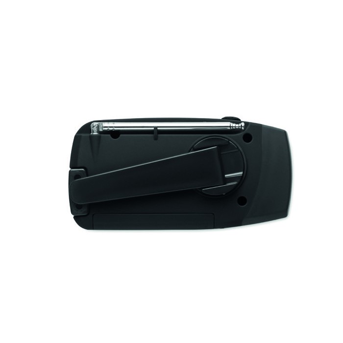 Radio portátil solar con linterna y batería externa de emergencia color negro Radio portátil solar con linterna y batería externa de emergencia color negro