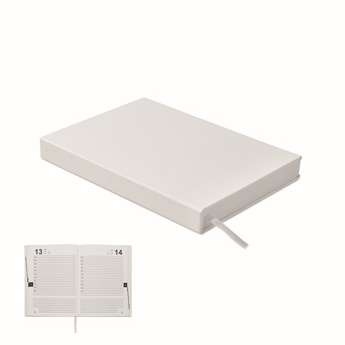 Libreta con agenda perpetuo de vista diaria con marca página a juego A5 color blanco Libreta con agenda perpetuo de vista diaria con marca página a juego A5 color blanco