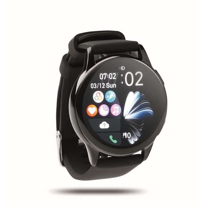 Smartwatch inalámbrico a prueba de agua con correa de silicona color negro Smartwatch inalámbrico a prueba de agua con correa de silicona color negro